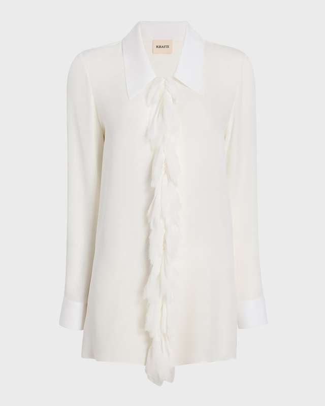 Luka Button-Front Top with Ruffle Detail