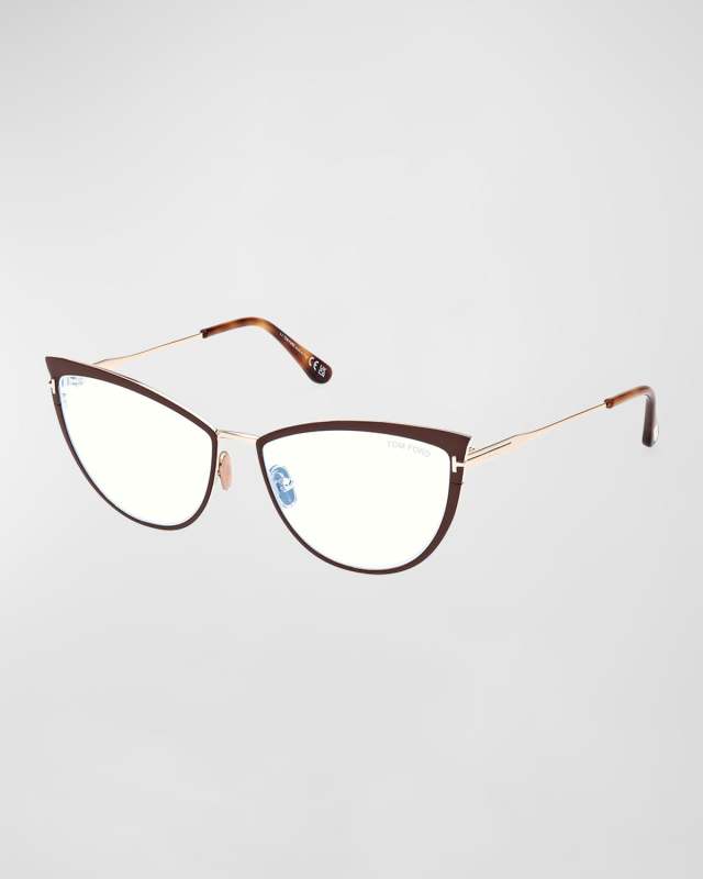 Blue Light Blocking Metal Alloy & Acetate Cat-Eye Glasses