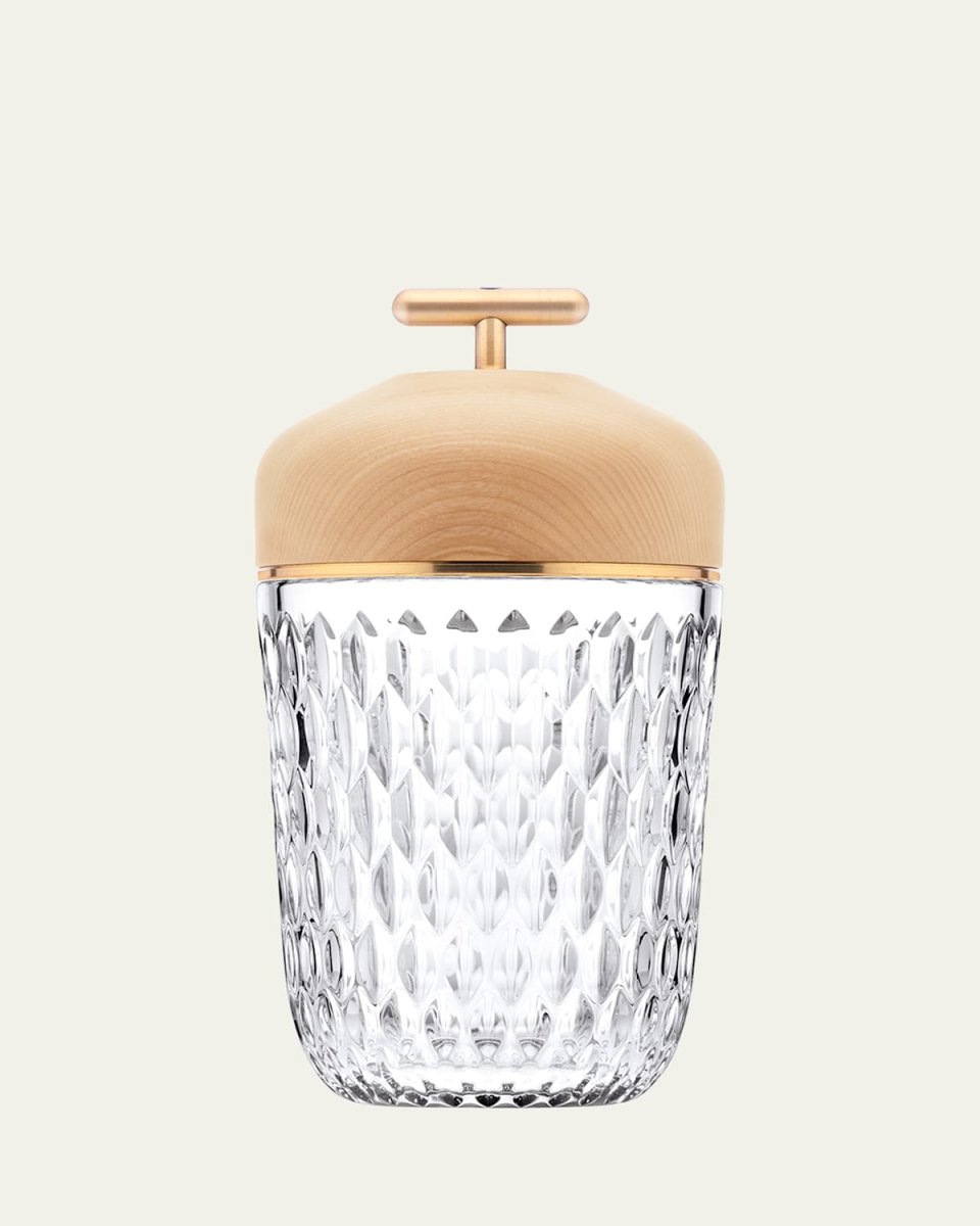 Folia Clear Woodbrushed Brass Finish Portable Lamp