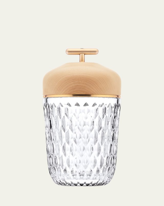Folia Clear Woodbrushed Brass Finish Portable Lamp