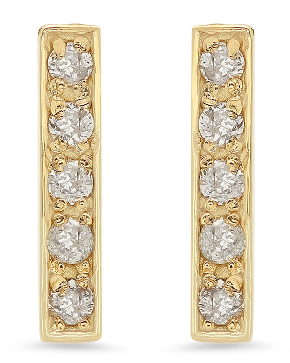 Diamond Bar Stud Earrings in 18K Yellow Gold