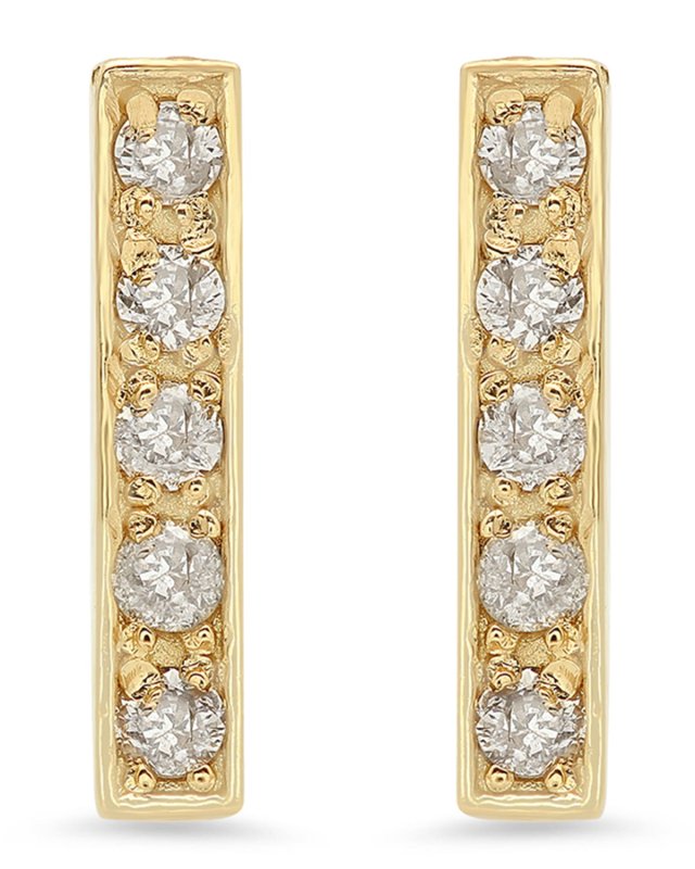 Diamond Bar Stud Earrings in 18K Yellow Gold