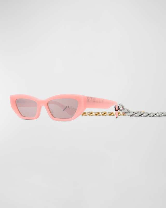 Logo Acetate Butterfly Sunglasses With Falabella Chain
