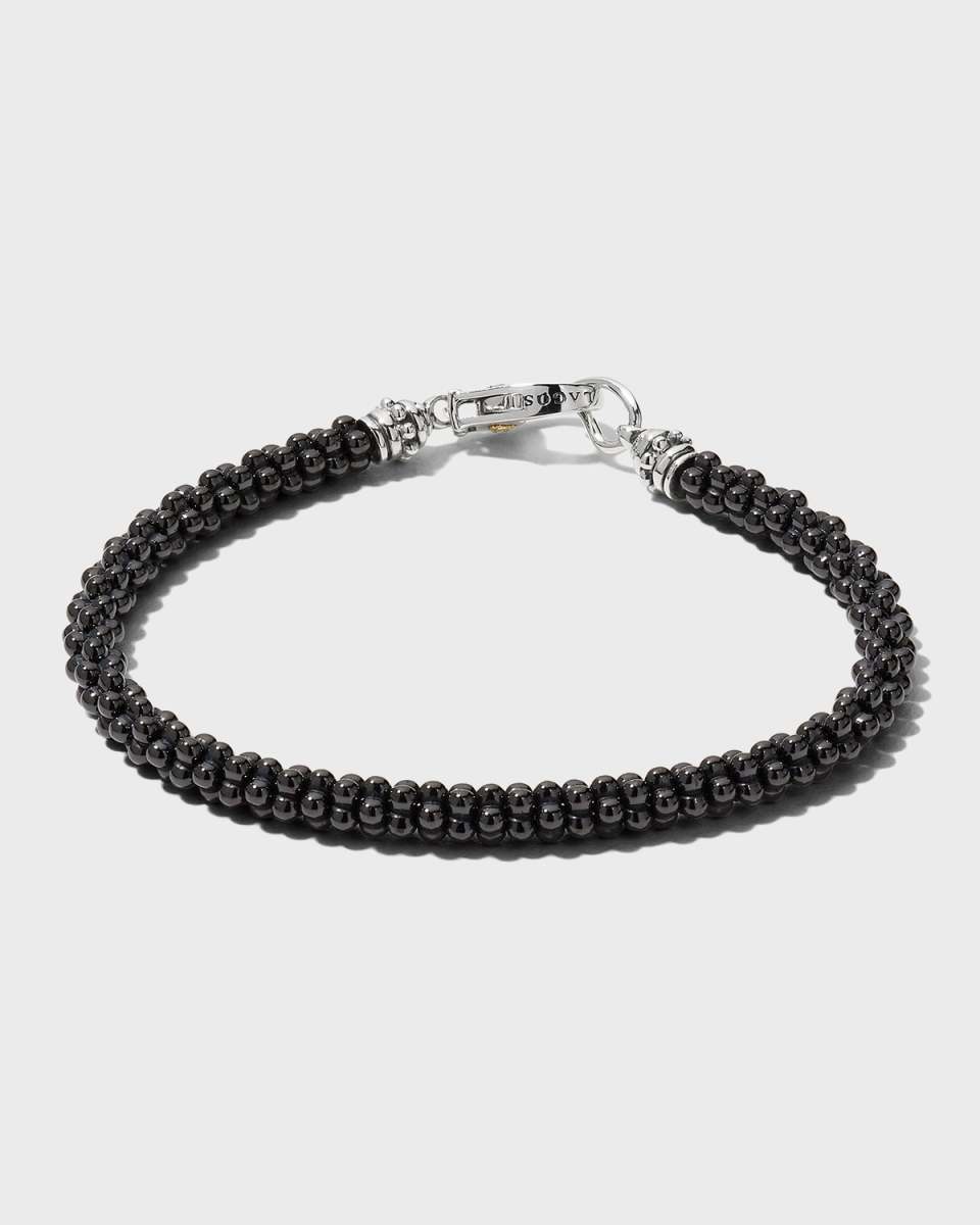 Ceramic Black Caviar Beaded Bracelet, Size Medium