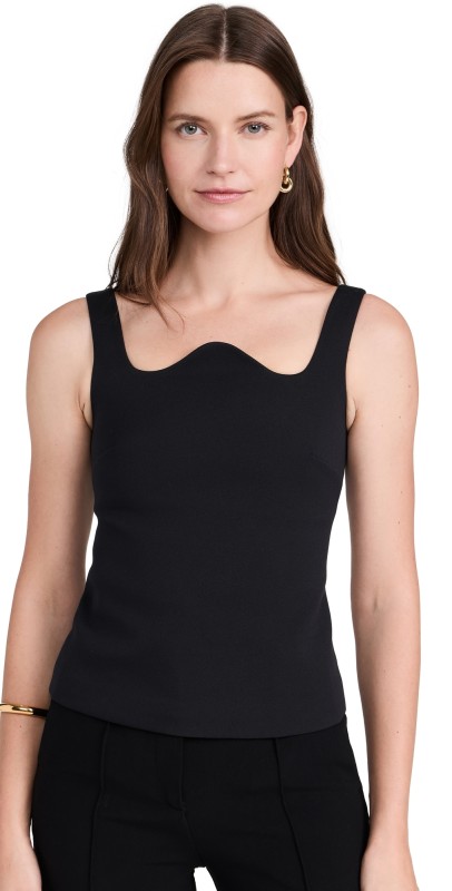 RECTO RC Signature Curved Neck Top Black