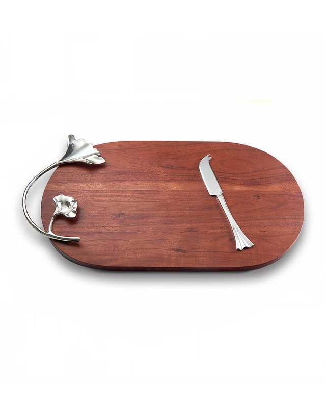 Ginkgo Wood Oval Tray with Knife