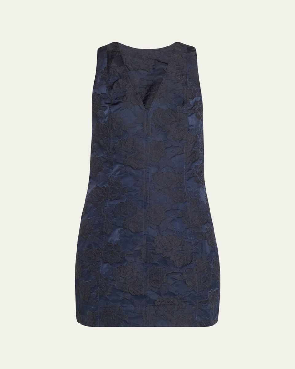 Sleeveless Botanical Jacquard Mini Dress