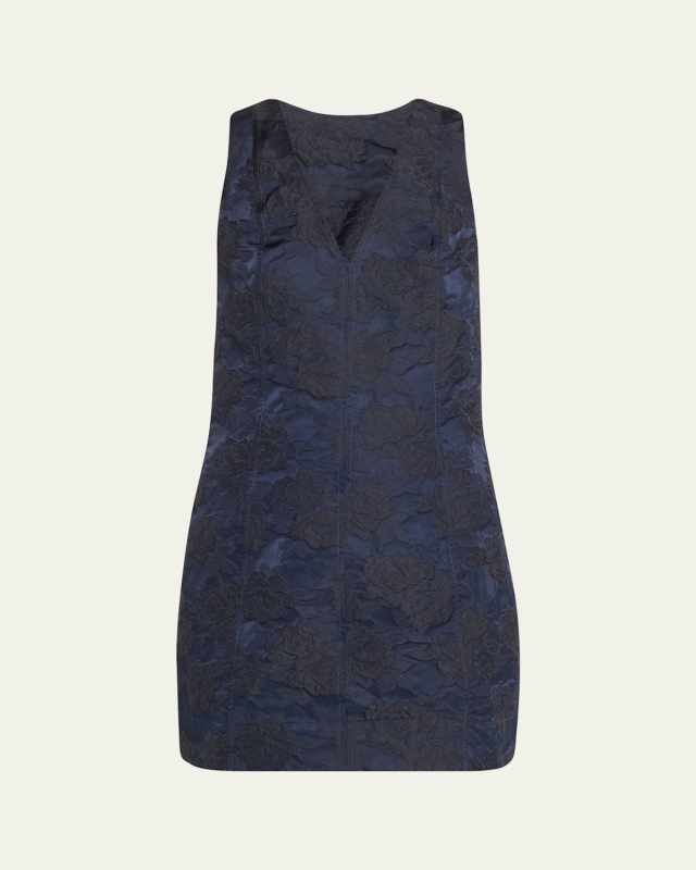 Sleeveless Botanical Jacquard Mini Dress