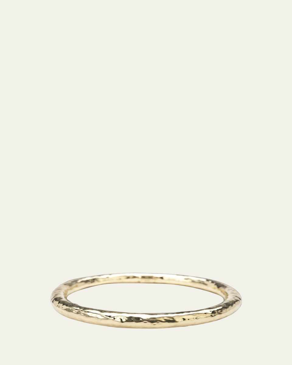 Large Hammered Bangle in 18K Gol