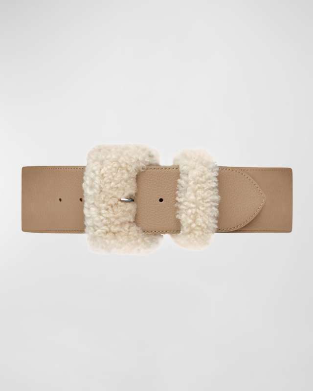 La Merveilleuse Leather & Shearling Belt