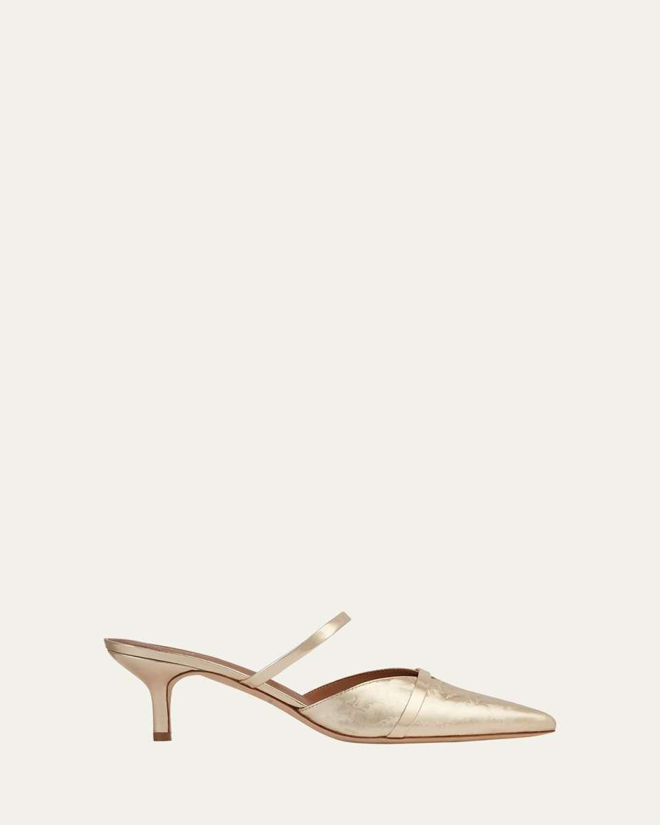 Frankie Metallic Kitten-Heel Mules