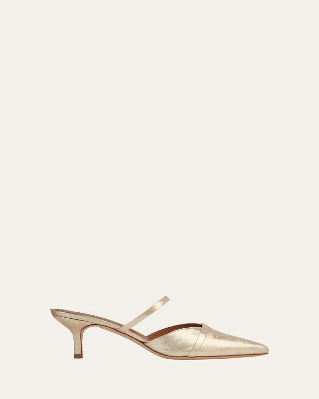 Frankie Metallic Kitten-Heel Mules