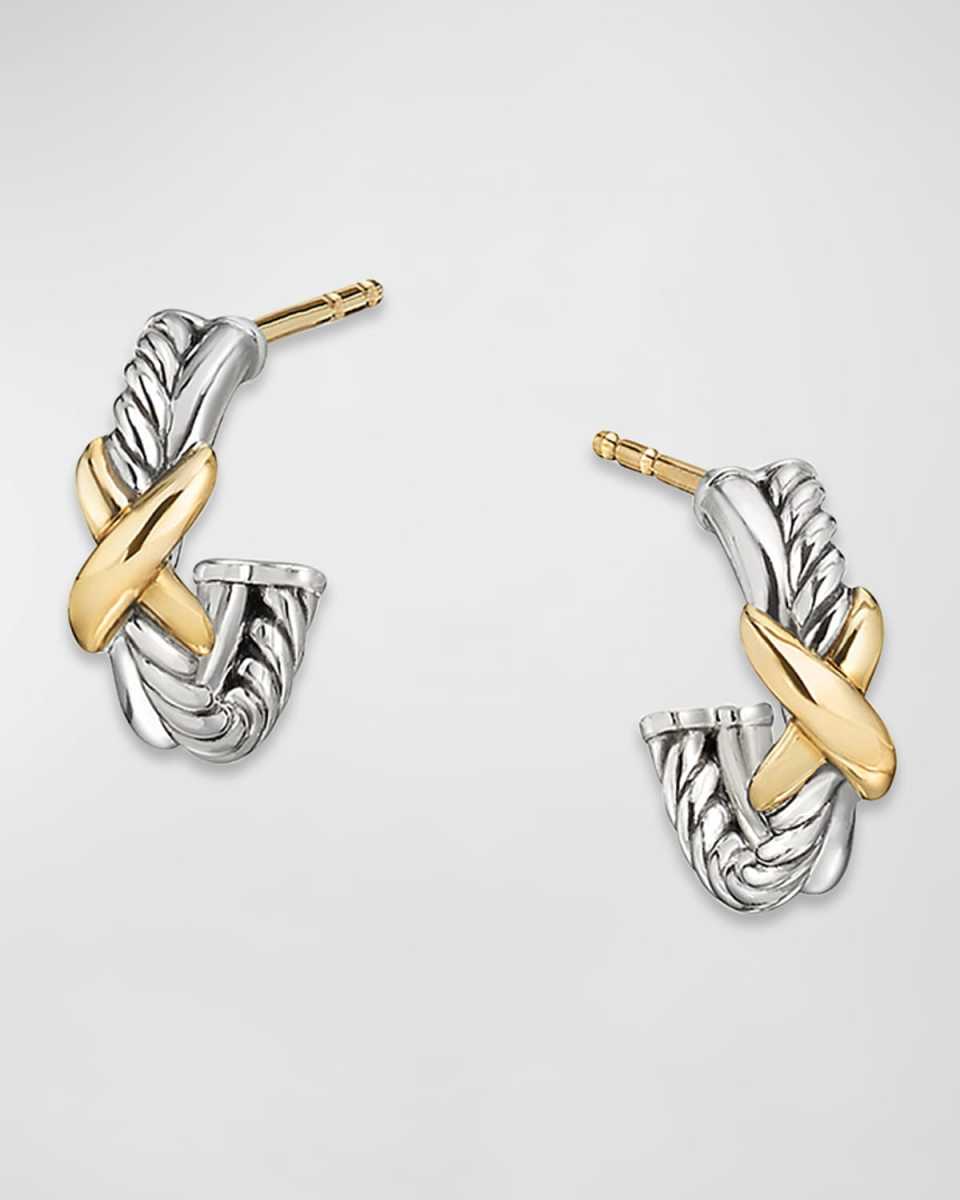 Petite X Mini Hoop Earrings with 18K Yellow Gold