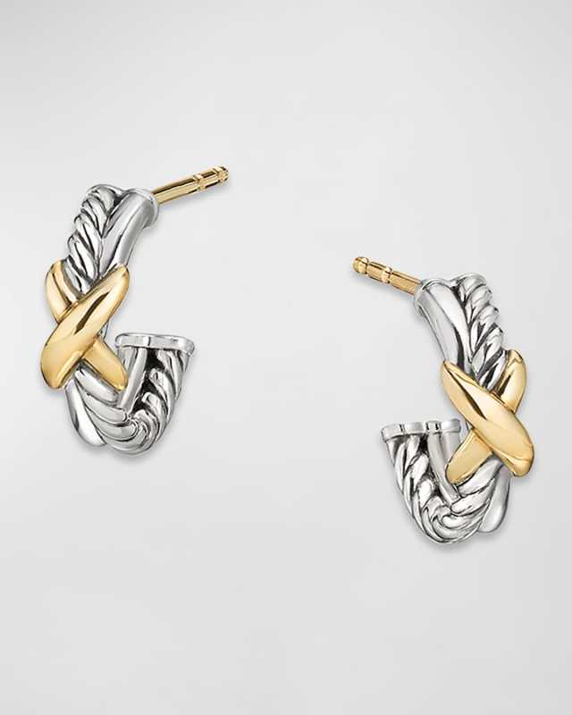 Petite X Mini Hoop Earrings with 18K Yellow Gold