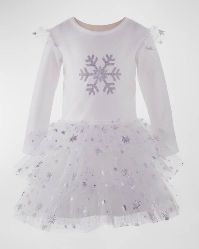 Girl's Embellished Snowflake Tutu Dress, Size 6M-24