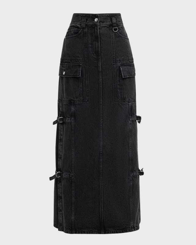 Denim Utility Maxi Skirt