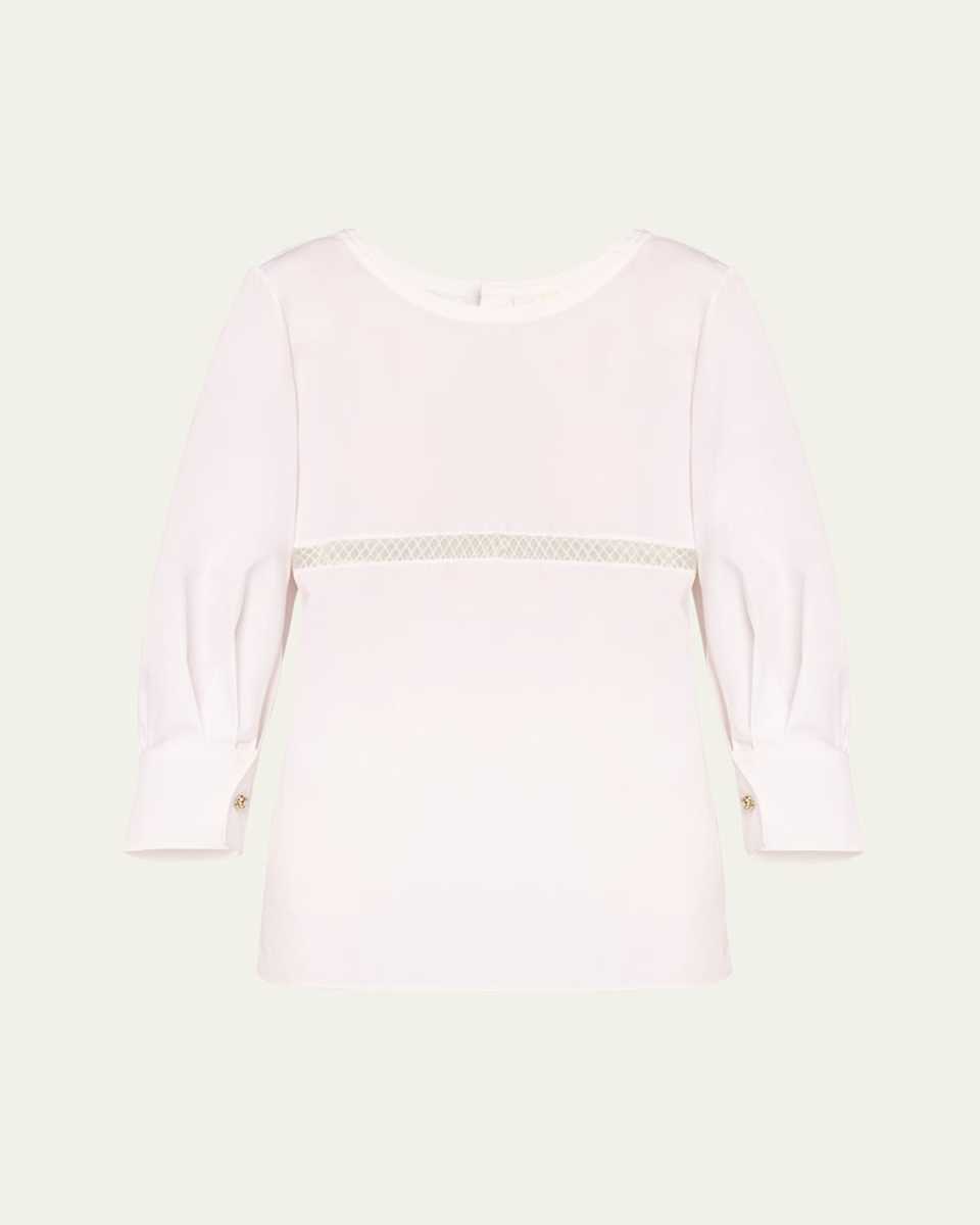 x High Summer Poplin Blouse with Netted Detailing