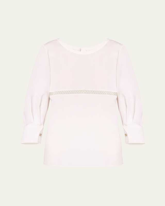x High Summer Poplin Blouse with Netted Detailing