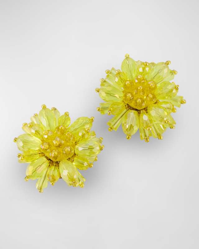 Beaded Flower Button Earrings