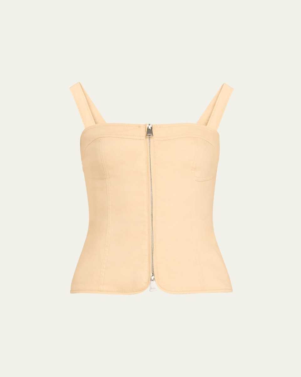 Nour Square-Neck Zip-Front Bustier Top