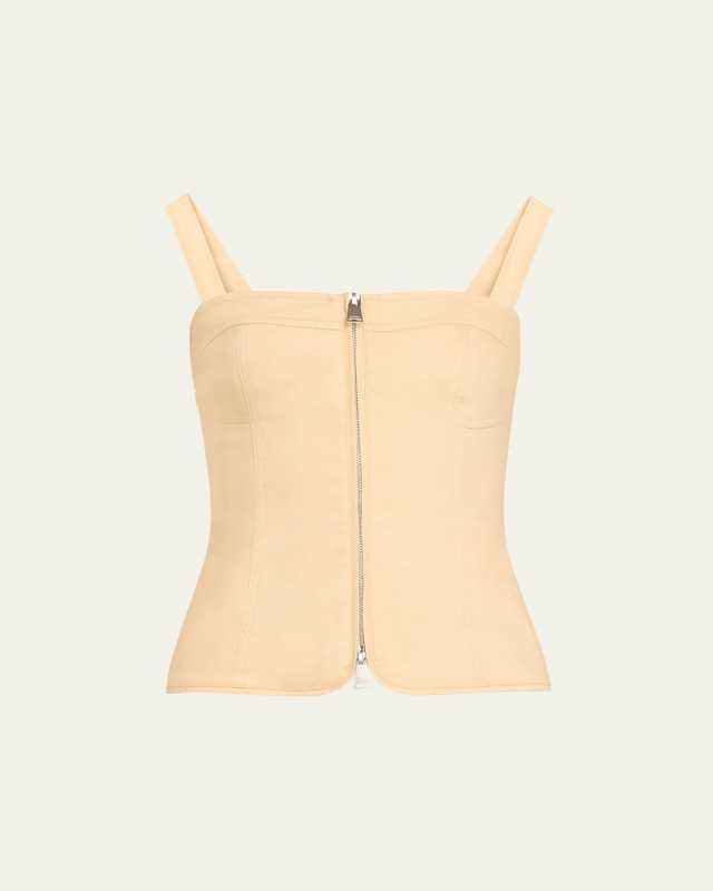 Nour Square-Neck Zip-Front Bustier Top