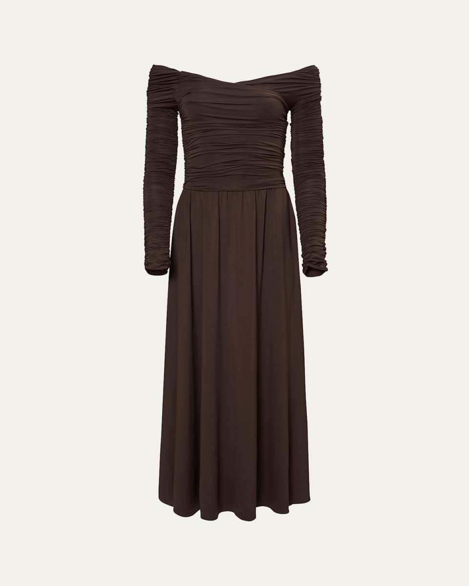 Charlotte Ruched Off-Shoulder Dress