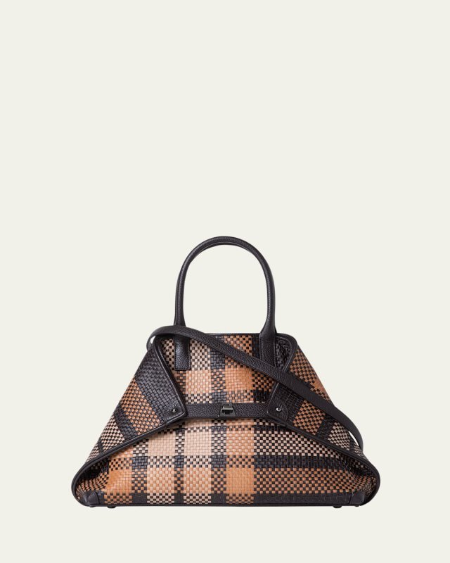 Ai Small Plaid Braided Top-Handle Bag
