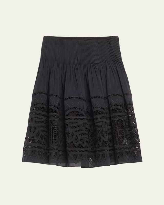 Tayla Pleated Embroidered Midi Skirt