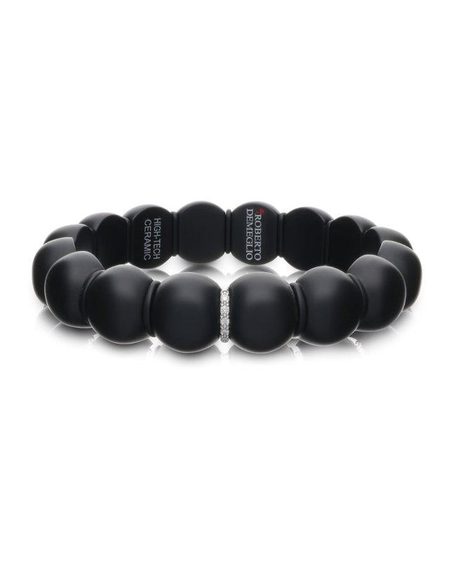 Dama Ceramic Beaded Stretch Bracelet with 1-Diamond Rondelle