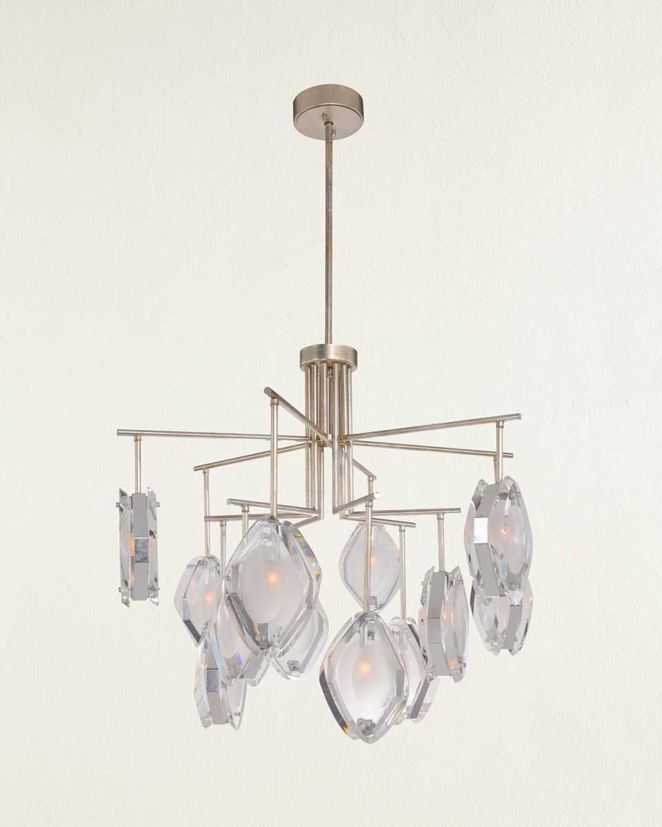 Faceted Glass 12-Light Chandelier