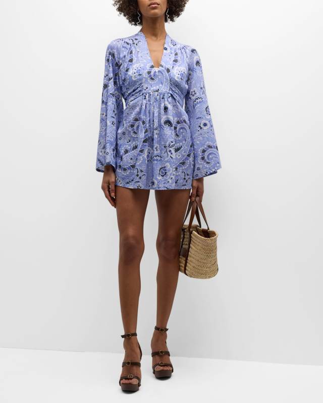 Paisley-Print Sun Dress Coverup
