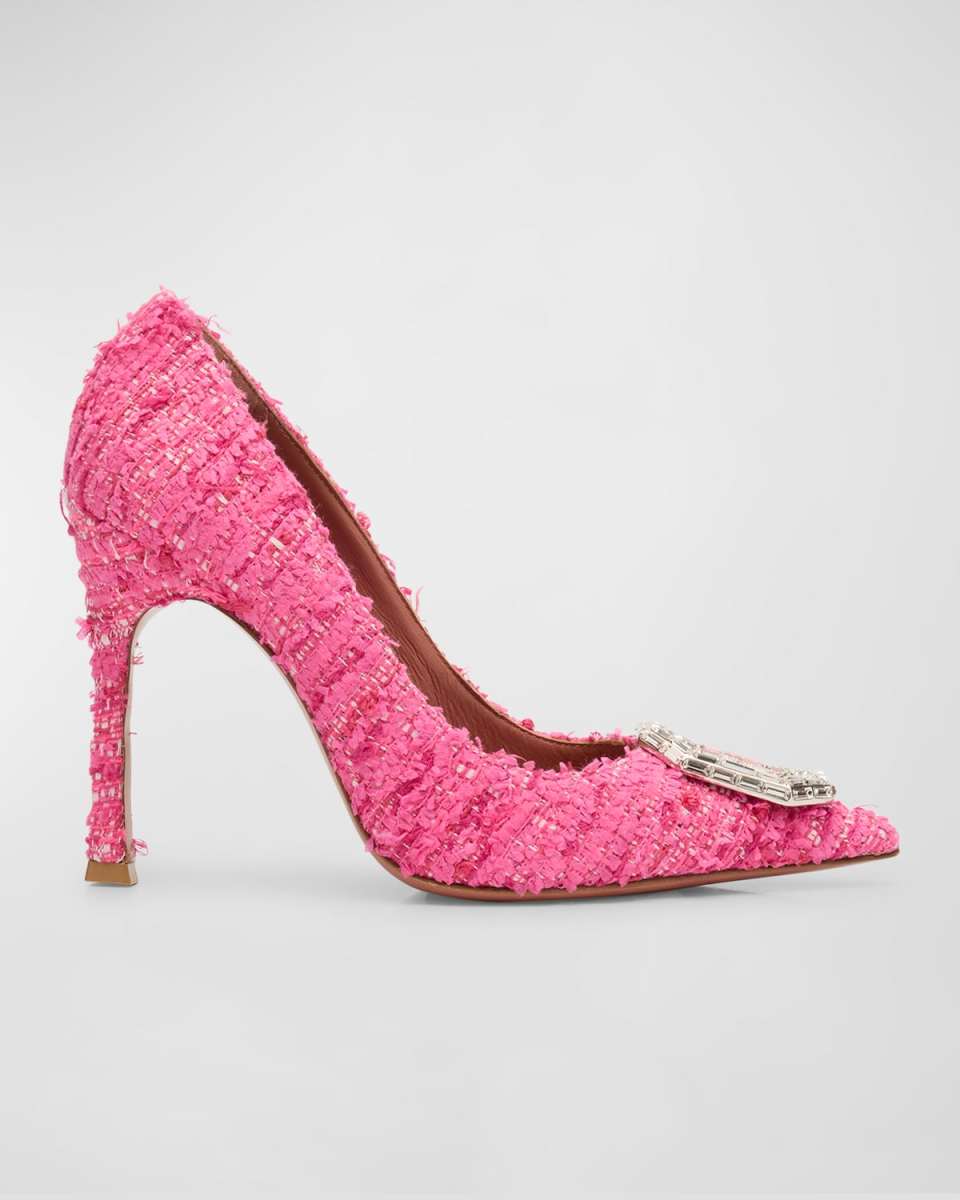 Camelia Tweed Crystal Ornament Pumps