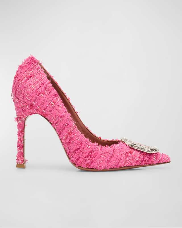 Camelia Tweed Crystal Ornament Pumps