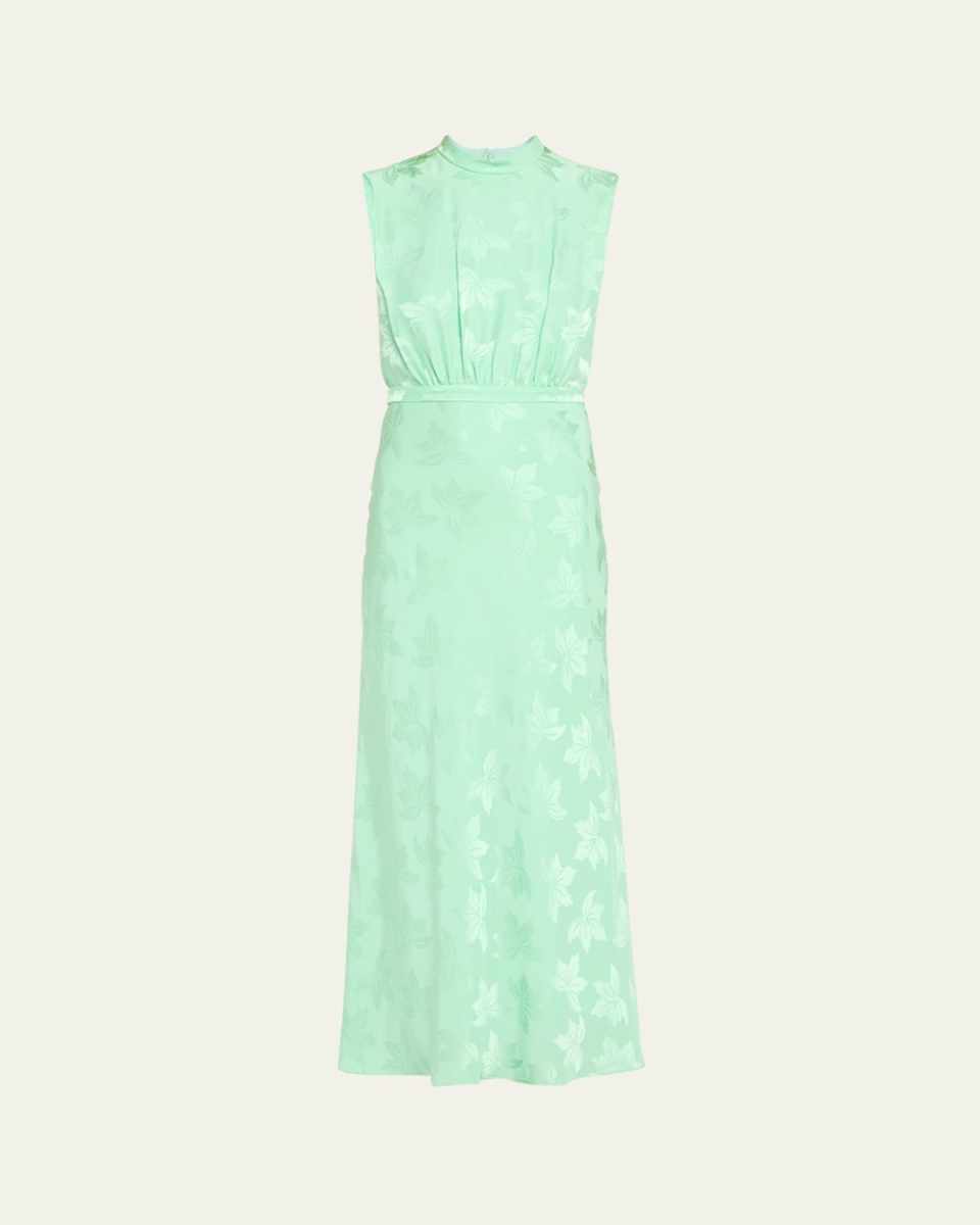 Fleur F Silk Jacquard Sleeveless Midi Dress