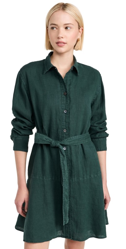 Alex Mill Lili Shirt Dress In Linen Pine Grove