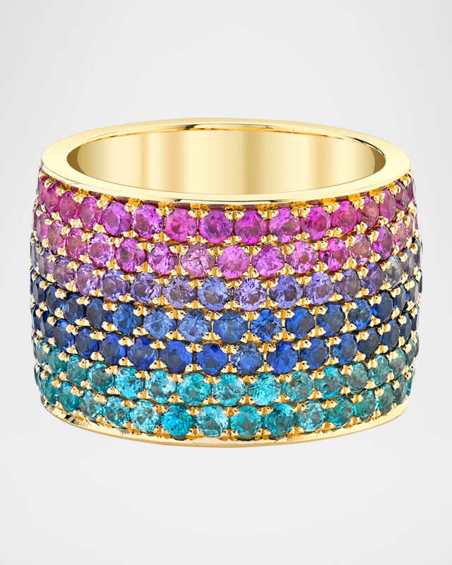 18K Yellow Gold California Ombre Gemstone Cigar Ring