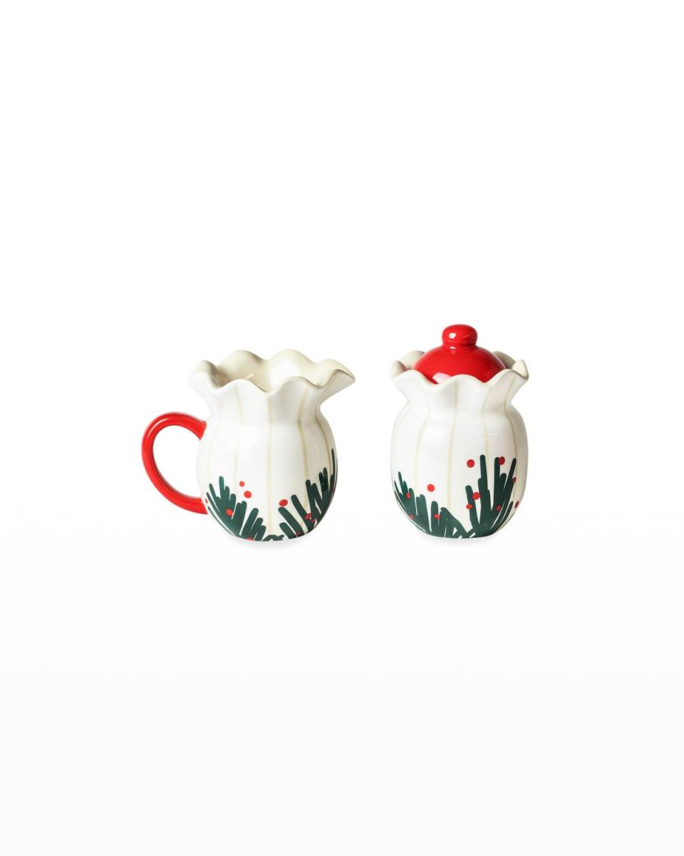 Balsam And Berry Ruffle Cream And Sugar Set