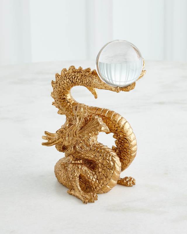 Dragon Holding Sphere Sculpture