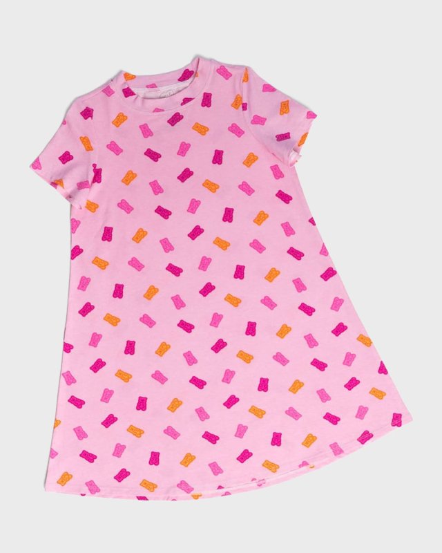 Girl's Pink Gummy Bears Lounge Dress, Size XS-L