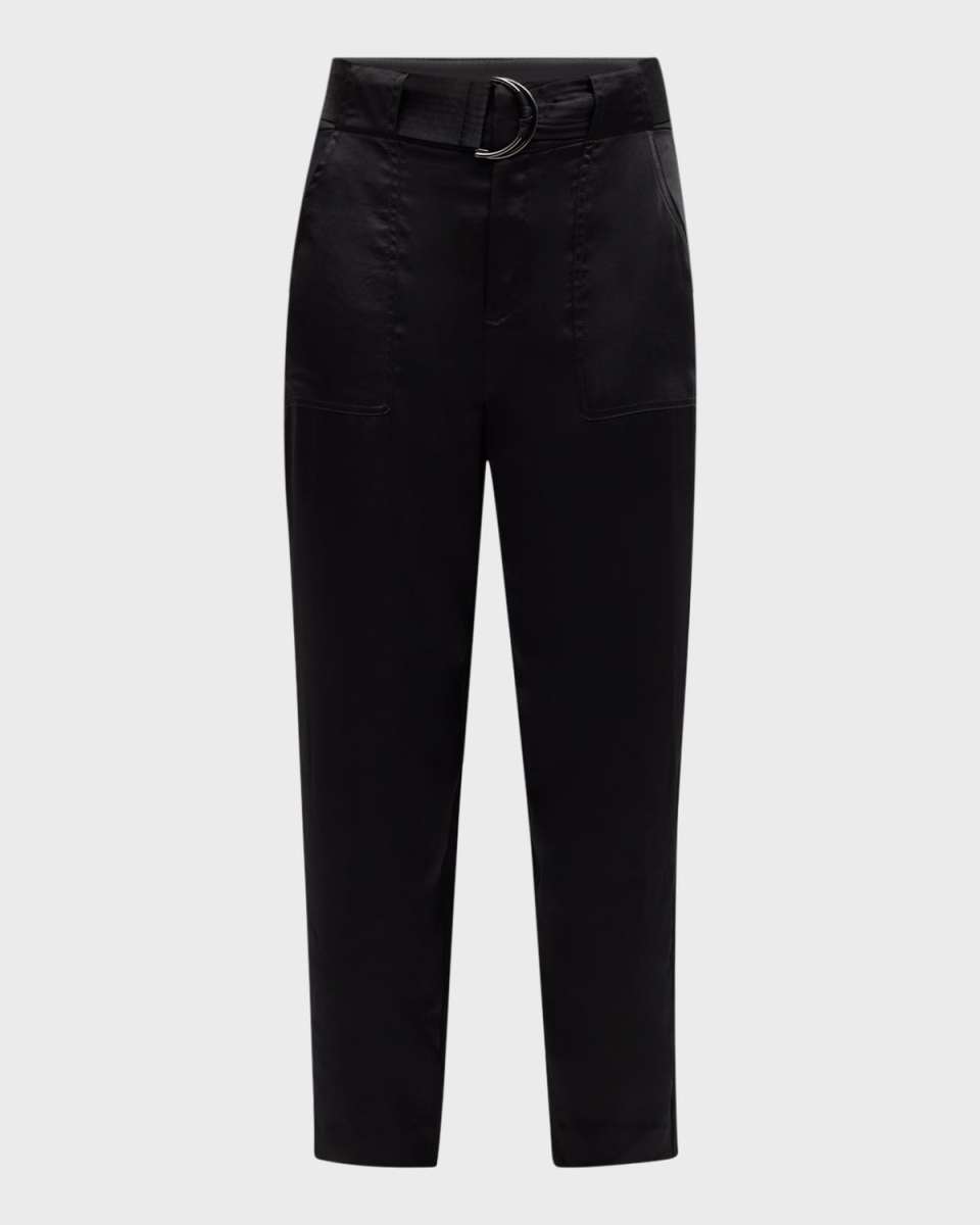 Hayden Belted Cropped Satin Pants
