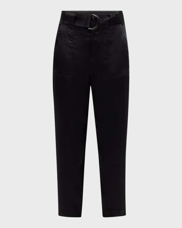 Hayden Belted Cropped Satin Pants