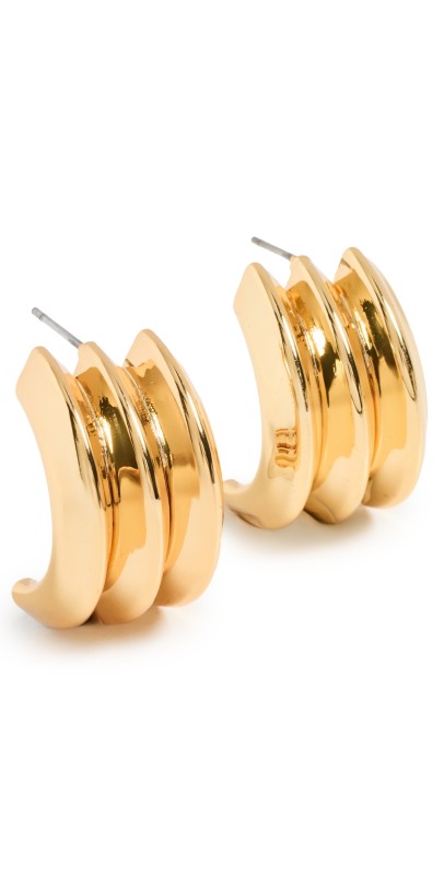 Kenneth Jay Lane Dome Ribbed Earrings Gold