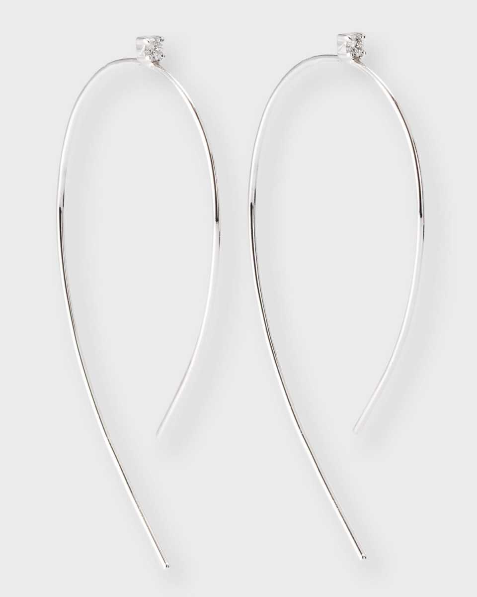 Mini Wire Hooked On Hoop Earrings with Diamonds, 38mm
