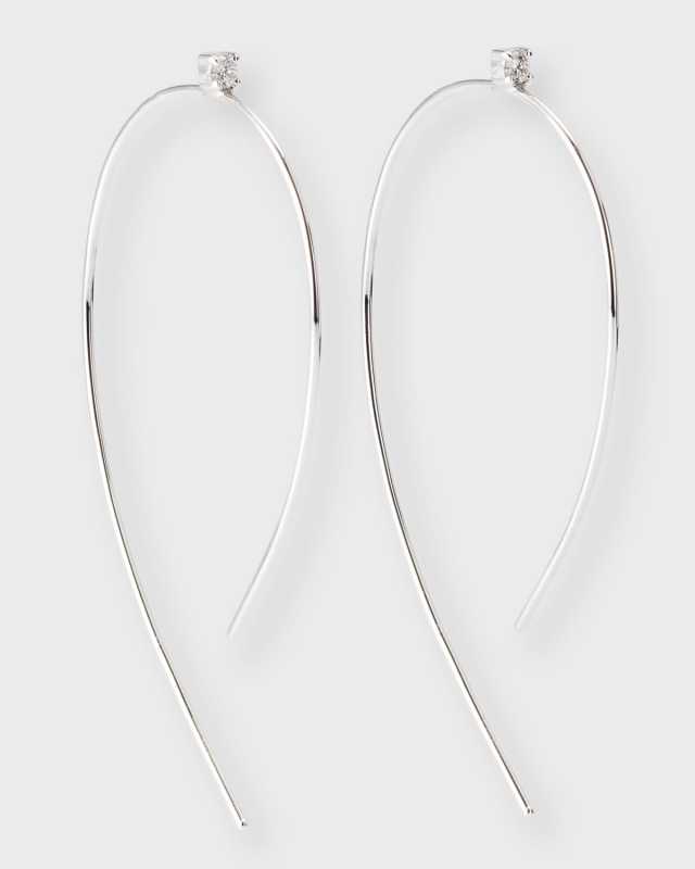 Mini Wire Hooked On Hoop Earrings with Diamonds, 38mm