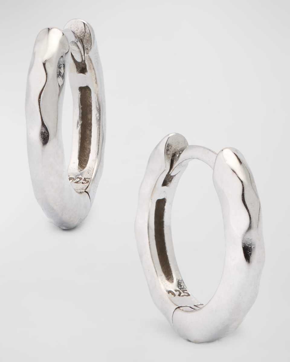 Hammered Huggie Earrings, 12mm