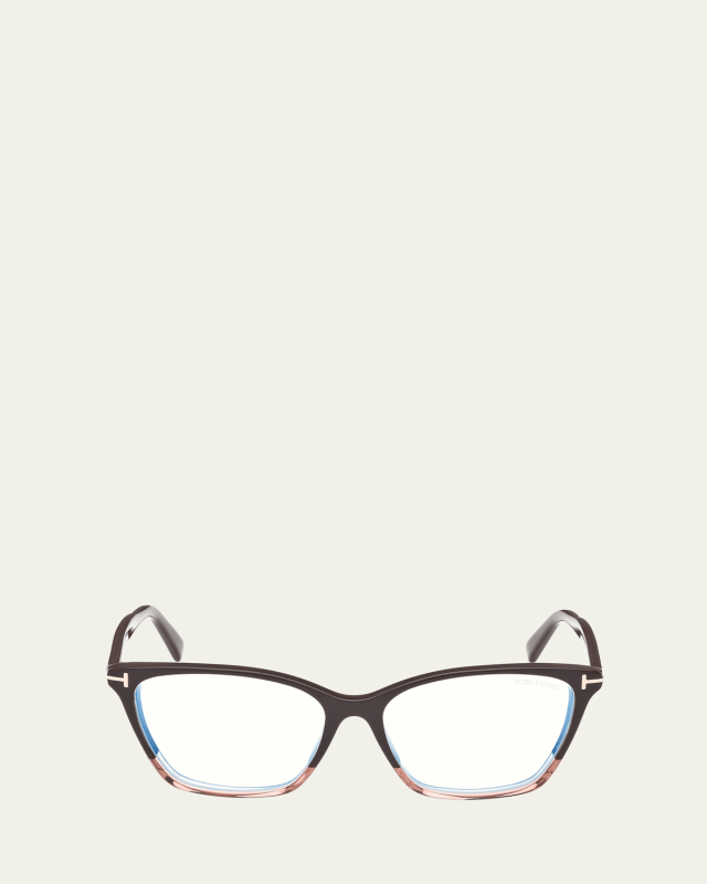 Blue Blocking Two-Tone Acetate Cat-Eye Glasses
