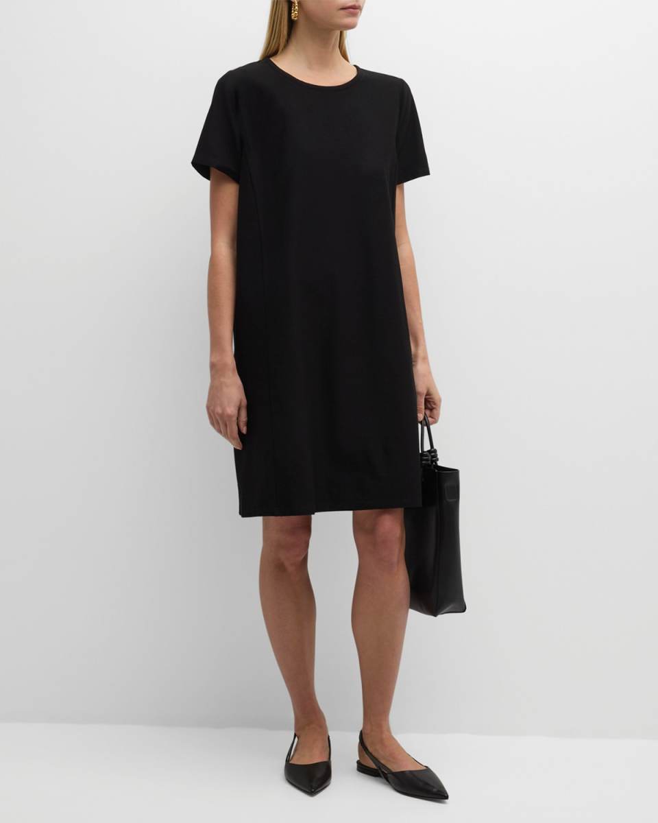 Scoop-Neck Stretch Crepe Midi T-Shirt Dress