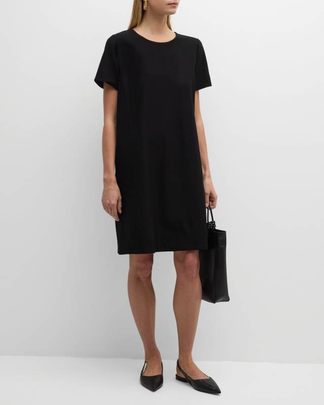 Scoop-Neck Stretch Crepe Midi T-Shirt Dress