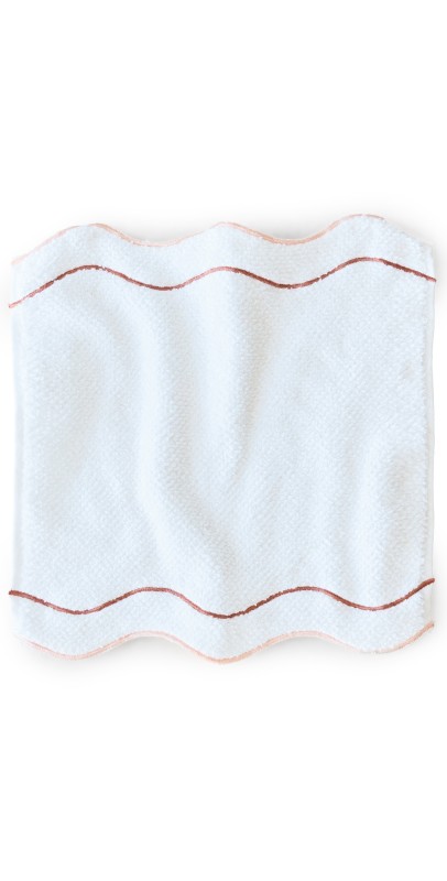 Kassatex Shopbop x Kassatex Scalloped Washcloth Set of 4 White/Terracotta