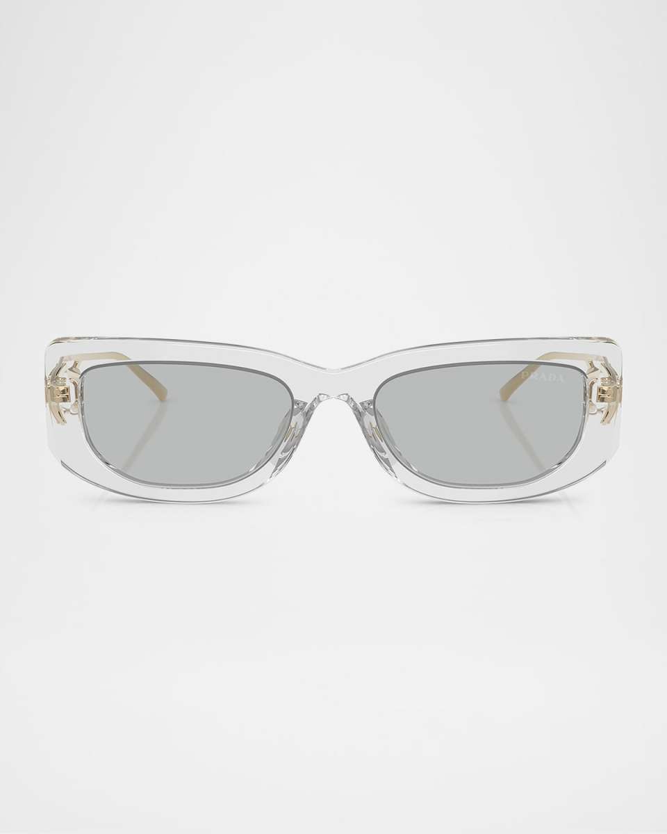 Triangle Logo Rectangle Acetate & Metal Sunglasses